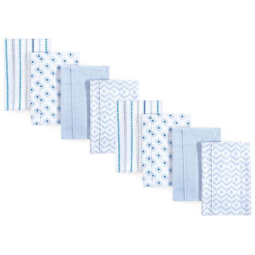 Hudson Baby Cotton Poly Flannel Burp Cloths Multipack, Boy Modern 8-Pack, One Size