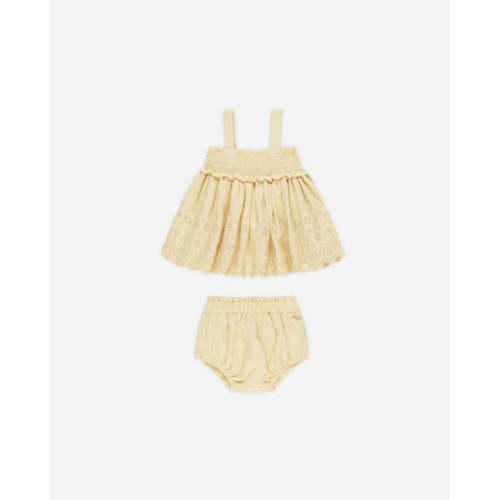 Mae Smocked Top + Bloomer Set || Yellow
