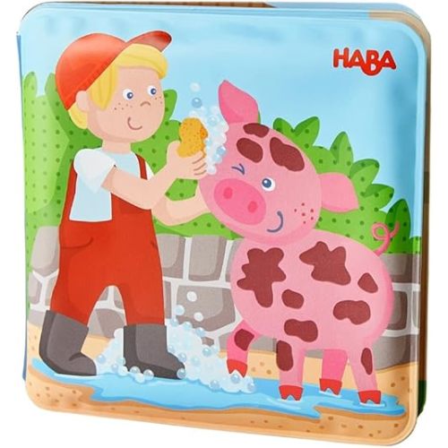 HABA Animal Wash Day - Magic Bath Book - Wipe with Warm Water and The Muddy Pages Come Clean