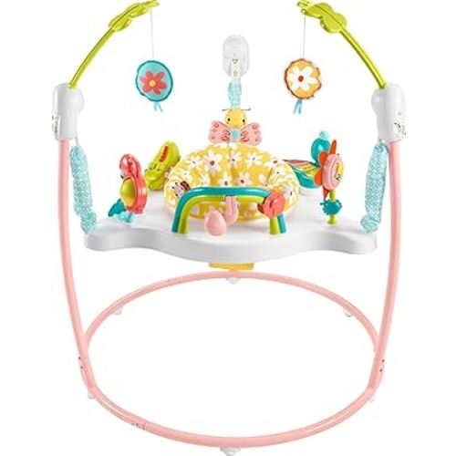 Fisher-Price Baby Bouncer Activity Center Blooming Fun Jumperoo with Music Lights and Developmental Toys for Infants