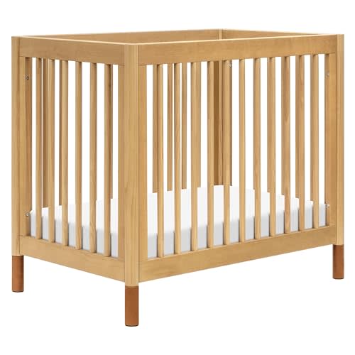 Babyletto Gelato 4-in-1 Convertible Mini Baby Crib, Wooden Toddler Bed, Daybed & Twin Bed Conversion - GREENGUARD Gold Certified - Perfect for Small Spaces - 4 Adjustable Heights, Honey with Vegan Tan