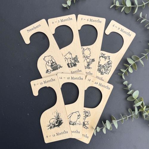 8 Winnie The Pooh Wooden Baby Clothes Dividers, Nursery Hangers New Born Gift, Baby Shower Keepsake Gift, First Outfit, Baby Keepsake