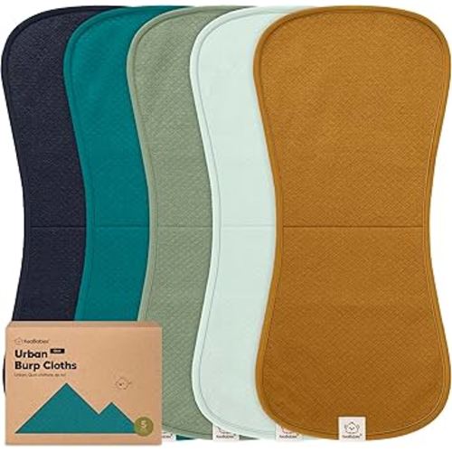 KeaBabies 5-Pack Organic Burp Cloths Baby Girl, Boy - Extra Large, Absorbent Baby Burp Cloths, Soft Burping Cloths for Babies, Newborn Burp Clothes, Cotton Burp Rags,Neutral Thick Burp Cloth (Eclipse)