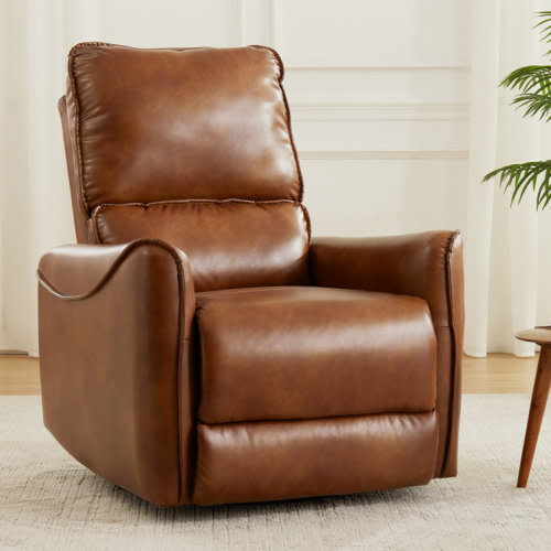 Hjalti Swivel and Rocker Power Recliner Chair with USB Port Breathable PU Leather