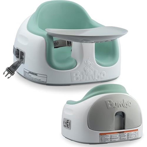 Bumbo 3-in-1 Baby Multi Seat Booster with Feeding Tray, 6-36 Months Old, Hemlock - High Chair and Floor Seat Accessory for Babies, Infants, and Toddlers