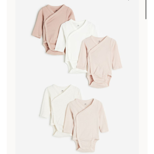 5-pack Wrapover Bodysuits - long sleeve