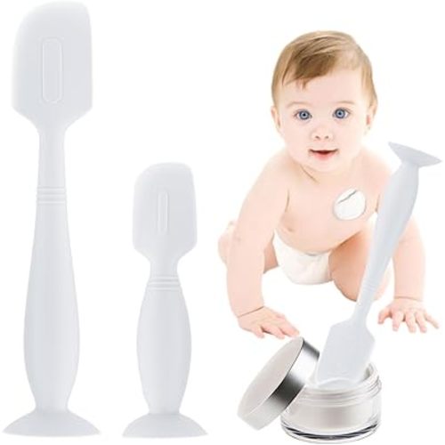 Baby Diaper Cream Spatula,2Pack Silicone Diaper Cream Applicator Baby Butt Paste Spatula Diaper Cream Brush for Newborn Baby, 1 x Large Size,1 x Small Size (White)