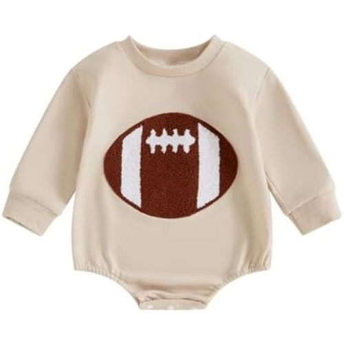 Newborn Baby Boy Girl Football Outfit Game Day Sweatshirt Romper Long Sleeve Pullover Bodysuit Fall Winter Clothes
