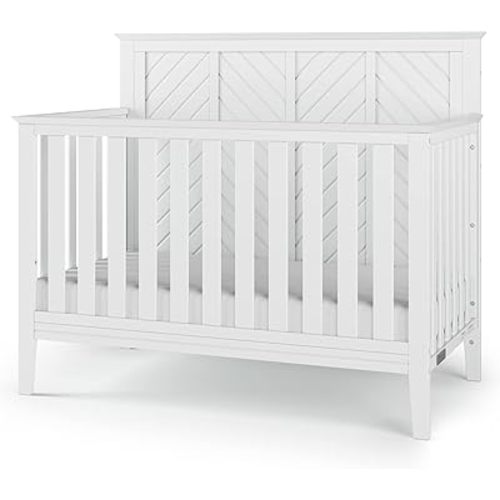 Child Craft Atwood 4-in-1 Convertible Crib, Baby Crib Converts to Day Bed, Toddler Bed and Full Size Bed, 3 Adjustable Mattress Positions, Non-Toxic, Baby Safe Finish (Matte White)