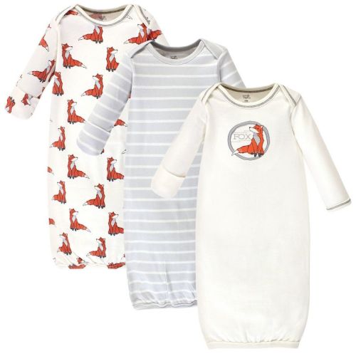 Touched by Nature Baby Organic Cotton Long-Sleeve Gowns 3pk, Boho Fox, 0-6 Months