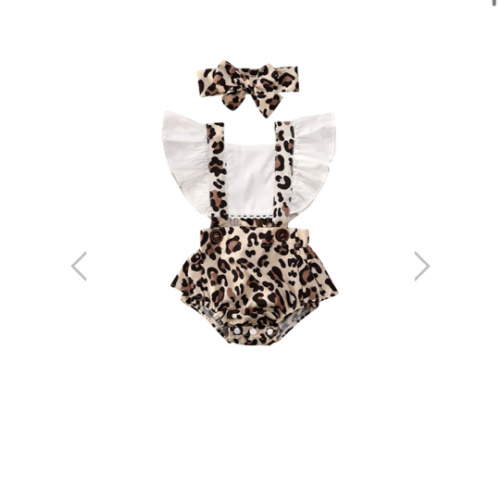 LEOPARD Overall Romper with Headband - Hazel & Bo