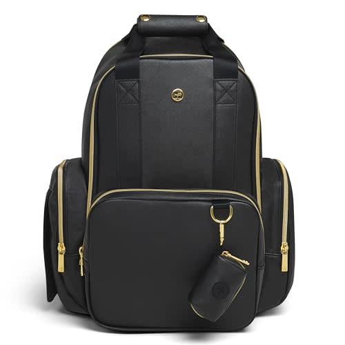 Huggies Signature Hug Pack Diaper Backpack, Black Leather, O/S