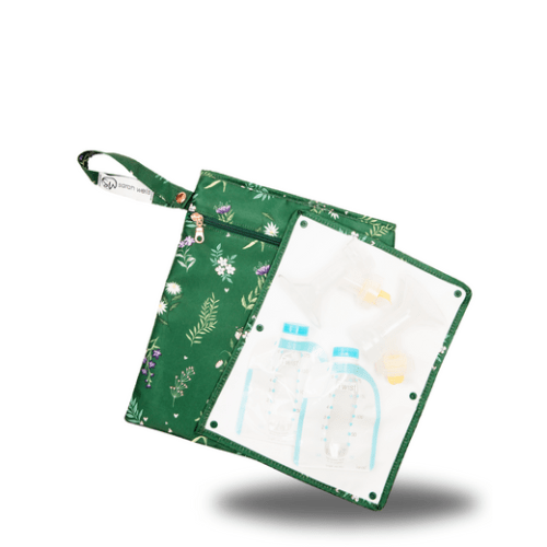 Pumparoo (Olive You) breast pump parts wet/dry bag + staging mat – Sarah Wells Bags