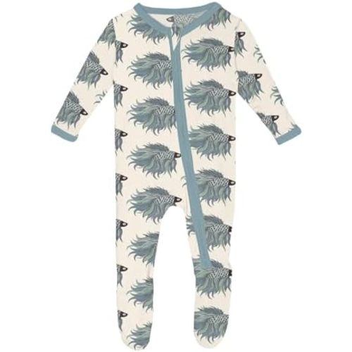 KicKee Print Footies with Zipper, Super Soft One-Piece Jammies in Our Nautical Mini Seasonal Prints