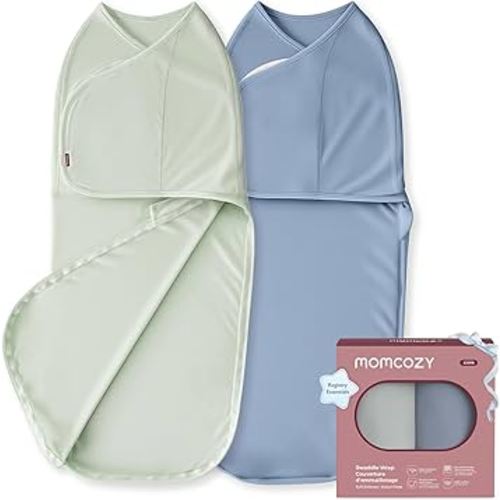 Momcozy Swaddles for Newborns, Quiet Fastener Suitable for Infant 0-3 Months, New-Parent-Friendly Swaddle Sack, Reduce Startle Reflex, Newborn Boys Girls Registry Essentials, 2-Pack, Serenity