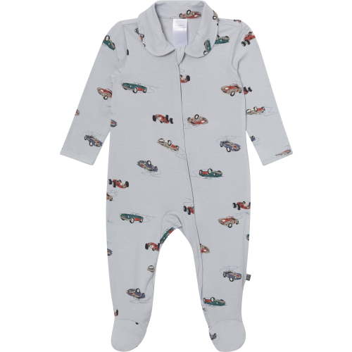 Modern Moments by Gerber Neutral Two-Way Zop Viscose Peter Pan Collar Sleep ´N Play Footed Pajamas, Sizes Newborn - 6/9 Months