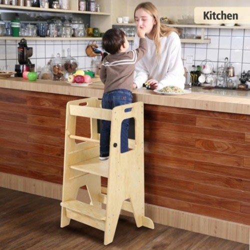 Toddler Standing Tower for Kids, 3-in-1 Kitchen Step Stool for Toddlers, Adjustable Anti-Drop Railing Safety Rail Design
