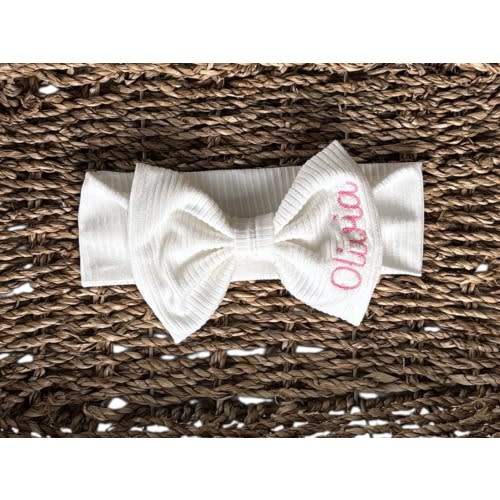 Personalized Baby Bow Headband for Baby girl, newborn photoshoot, coming home outfit, embroidered baby girl, monogrammed baby, custom bow