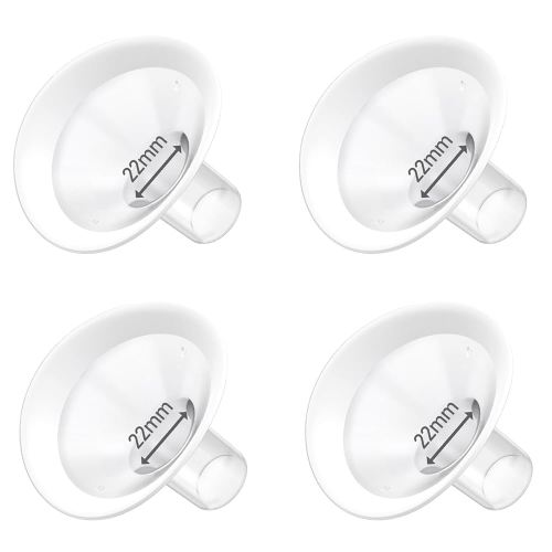 4pc 22mm Oval Flanges Shields Built-in Soft Edges Compatible with Medela/Lansionh Pumps, Replacement Parts for Pump in Style, Symphony, Swing Maxi, Harmony and Personalfit Flex Connector