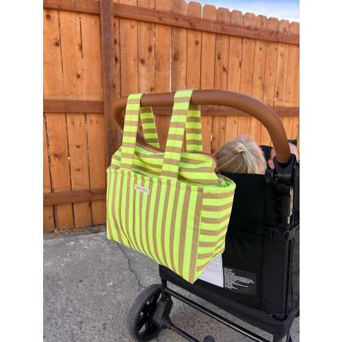 Stripe Stroller Bag - Blue and Navy Stripe