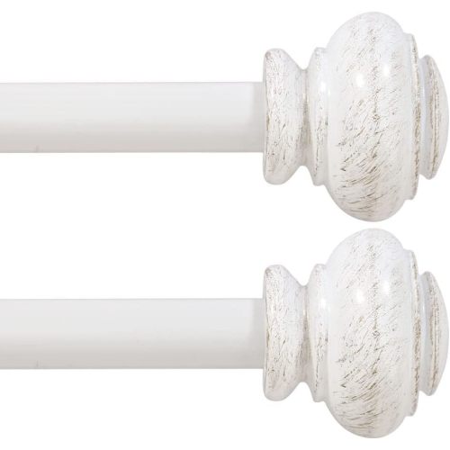 Turquoize 2 Pack Adjustable Window Curtain Rods, 16.2 to 43.8 Inch, White with Classic Finials