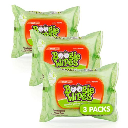 Boogie Wipes Gentle Wet Wipes for Baby and Kids, Face, Hand, Body & Nose, HSA/FSA Eligible, Made with Vitamin E, Aloe, Chamomile and Natural Saline, Fresh Scent, 90 Count - 30 Count (Pack of 3)