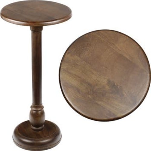 Leopold 24.5" Cottage Designer Mango Wood Pedestal Round Drink Table and Decorative End Table