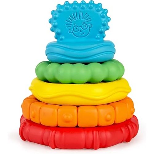 Baby Einstein Stack & Teethe Multi-Textured Easy-to-Grasp 5-Piece Teether Toy Set, Ages 3 Months +