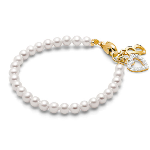 4mm Cultured Pearls, Baby/Children's Beaded Bracelet for Girls - 14K Gold