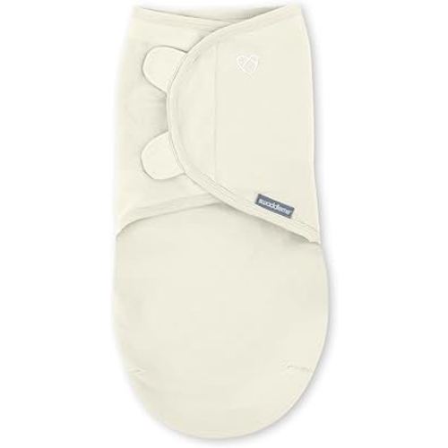 SwaddleMe by Ingenuity Original Swaddle, 100% Cotton, Improves Sleep & Calms Startle Reflex, Preemie Size, Up to 7 Pounds, 1-Pack, Baby Swaddle Blanket - Cream