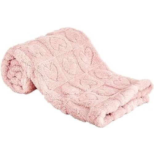Yurhap Fleece Baby Blanket Heart Checkered Blanket, Ultra Soft Cozy Baby Blankets for Girls Boys, Fluffy Infant Toddler Newborn Receiving Blankets for Crib Stroller 30”×40” (Light Pink)