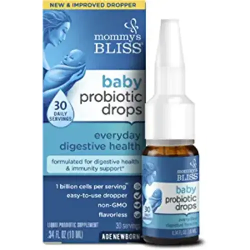 Mommy's Bliss Baby Probiotic Drops, Daily Gas, Constipation, and Colic Symptom Relief + Immune Support, Newborns & Up, 0.34 Fl Oz (30 Servings)