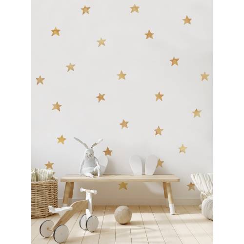 Watercolor Stars Wall Stickers, Gold, Irregular-Shaped Stars, Stars, Star Wall Stickers - Peel and Stick Wall Stickers Kids Room Decor