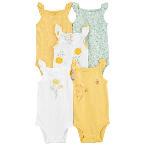 Baby 5-Pack Tank Bodysuits - 3M - Yellow/White