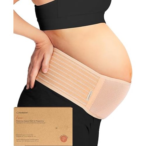 KeaBabies Maternity Belly Band - Soft & Breathable Pregnancy Belly Support Belt - Pelvic /Tummy Band Sling for Pants - Pregnancy Back Brace (Classic Ivory, M/L)