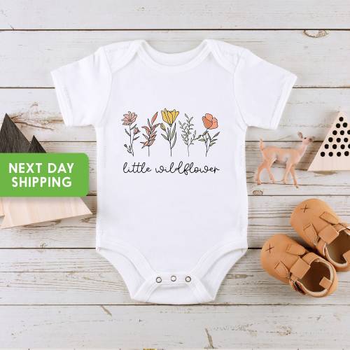 Little Wildflower Baby Bodysuit, Flower Baby Outfit,  Boho  Girl Clothes, Girl Outfit, Boho Baby Clothes, Baby Shower Gift Girl