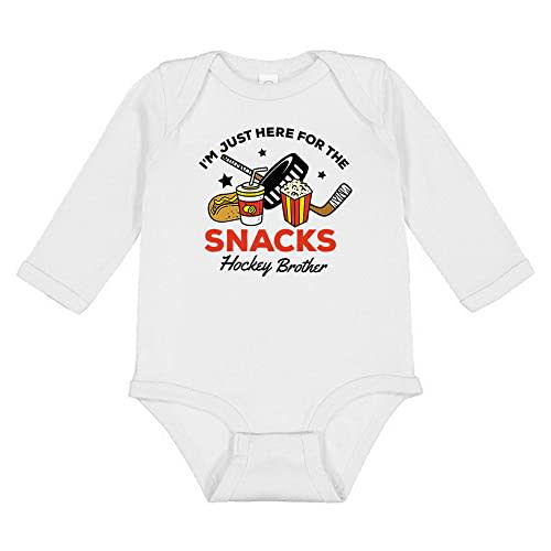 Hockey Brother Here for The Snacks Long Sleeve Baby Infant Bodysuit