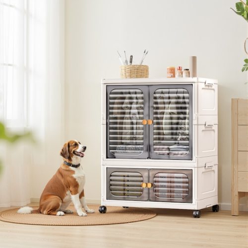 WhizMax Home Plastic Free Installation Baby Wardrobe Folding Storage Cabinet Multi-Layer Children Small Wardrobe Household Clothes Storage Box Grey in the Dining & Kitchen Storage department at Lowes.com