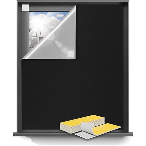 Sumobaby 50"x57" Portable Blackout Curtains, Blinds for Windows with Hook & Loop Tapes, 100% Blackout Window Shades, Curtains Easy to Cut Fit for Bedroom, Baby Room and TV Room (Black)
