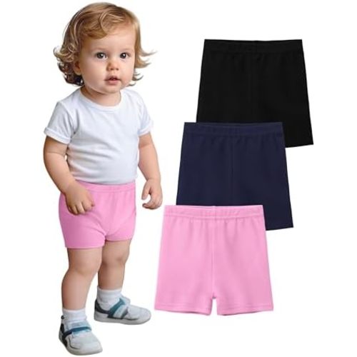 3 Pack Cotton Baby Girls Shorts Toddler Biker Bike Cartwheel Under Shorts for Baby Girl Clothes