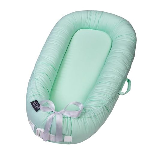 Infant Support Cushions | Baby Lounger | Organic Cotton Infant Lounger | Reversible, Adjustable & Portable Floor Lounger | Supervised Use | Soft, Breathable, Washable Cover(Green)