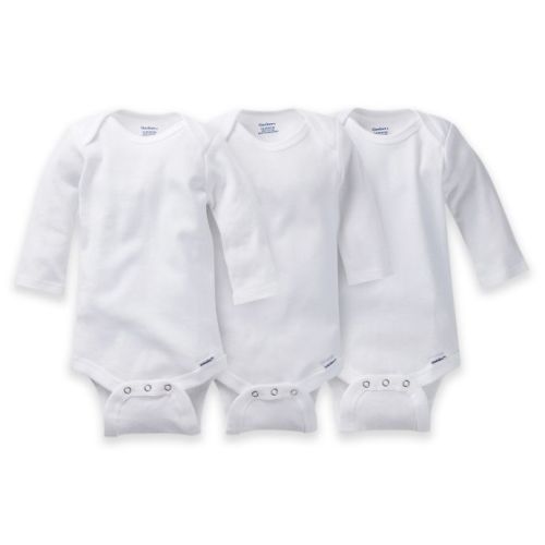Gerber ONESIES® Brand - 6-9 Months 3-Pack Long Sleeve Bodysuits in WhiteGerber ONESIES® Brand