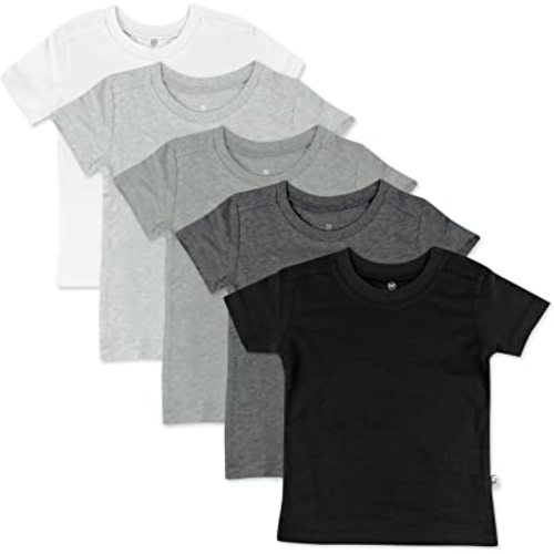 HonestBaby Multipack Short Sleeve T-Shirt Tee 100% Organic Cotton Infant Baby, Toddler, Little Kids Boys, Girls, Unisex
