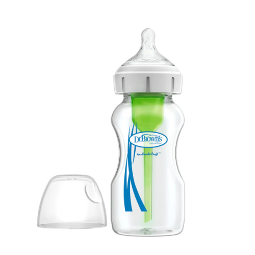 Dr. Brown’s Natural Flow® Anti-Colic Options+™ Wide-Neck Glass Baby Bottle, with Level 1 Slow Flow Nipple