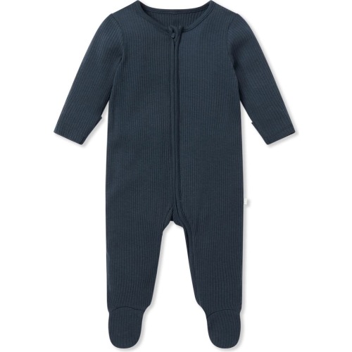 Baby Clever Zip Footie, 0-3M, Ribbed Navy