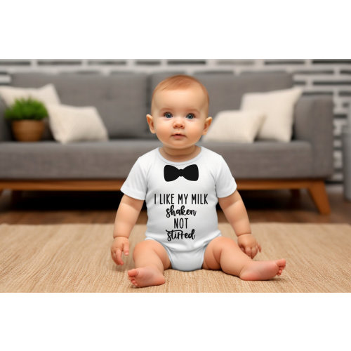 I Like My Milk Shaken Not Stirred Gerber ONESIE® brand 0-3, 6-9, 3-6 months baby Baby Shower Gift Funny Bodysuit