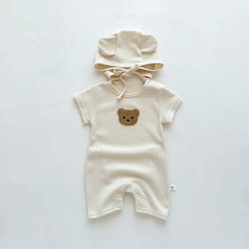 Waffle Bear Patch Jumpsuit Set – August + Willow