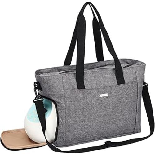 FINDCOZY Breast Pump Bag, Diaper Tote for Working Mom, Compatible with Medela, Spectra S1, S2 Pumps, Grey