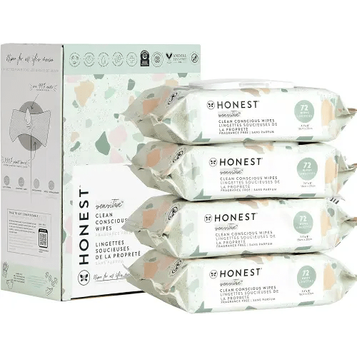 The Honest Company Clean Conscious Multi-Use Wipes | Hypoallergenic + Unscented for Sensitive Skin | Over 99% Water, Compostable, Plant Based, Baby Wipes | Geo Mood, 288 Count