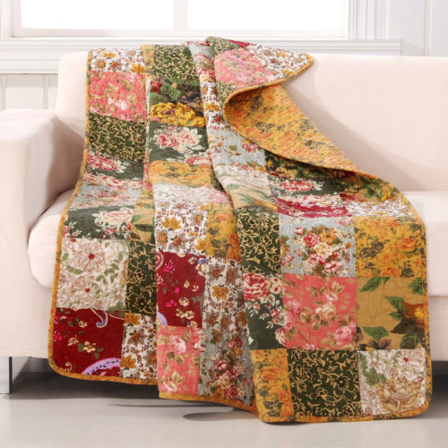 Greenland Home Fashions Antique Chic Quilted Reversible Cotton Throw & Reviews | Wayfair